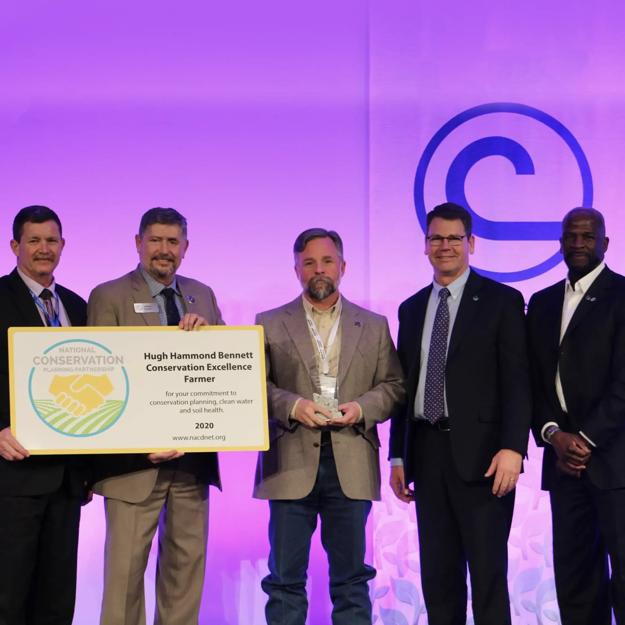 A 2019 Hugh Hammond Bennett award winner accepting his award.